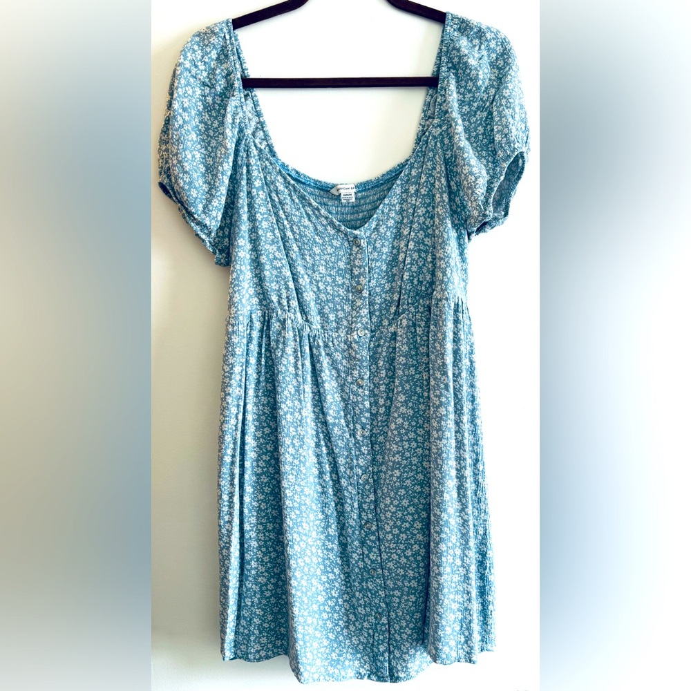 Blue floral mini dress